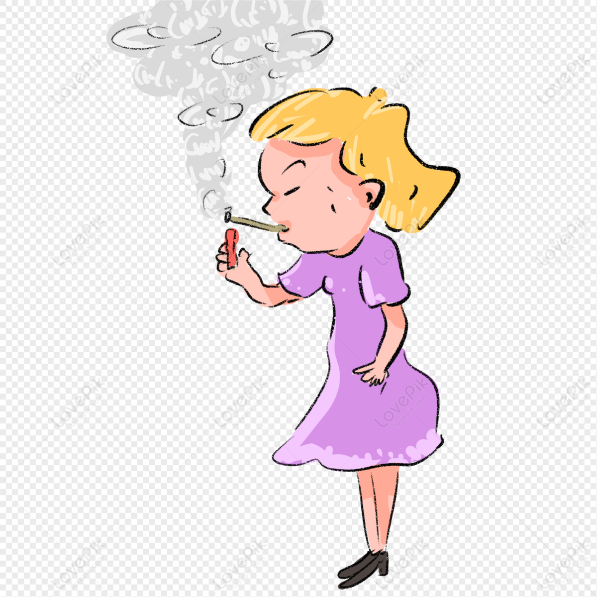 Girl Smoking Cartoon PNG Free Download And Clipart Image For Free ...