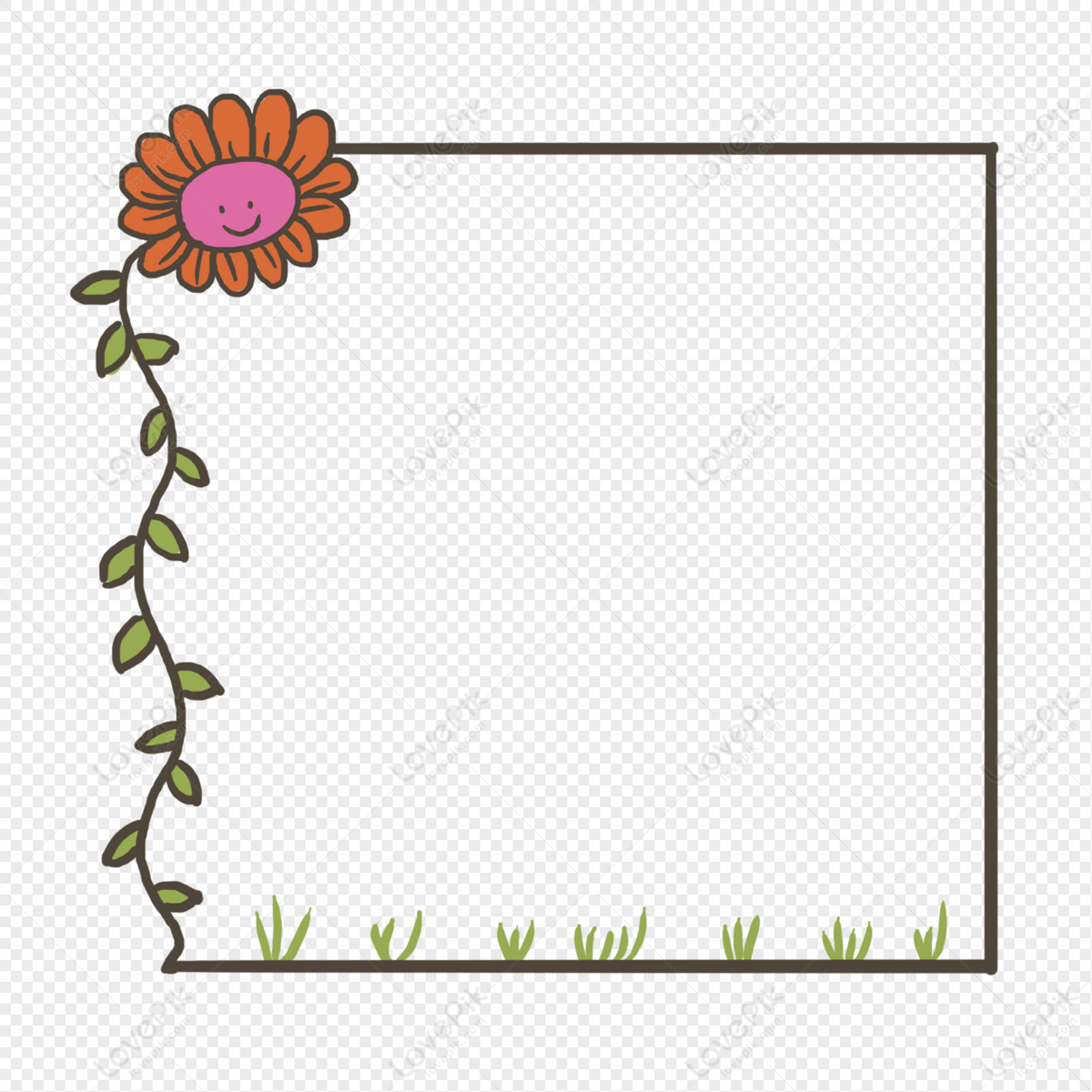 Hand Painted Flower Vine Decorative Border PNG Free Download And ...