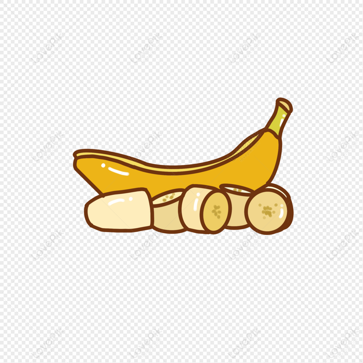 여름 과일 바나나 귀여운 만화 손으로 그린 장식 Png 일러스트 무료 다운로드 - Lovepik