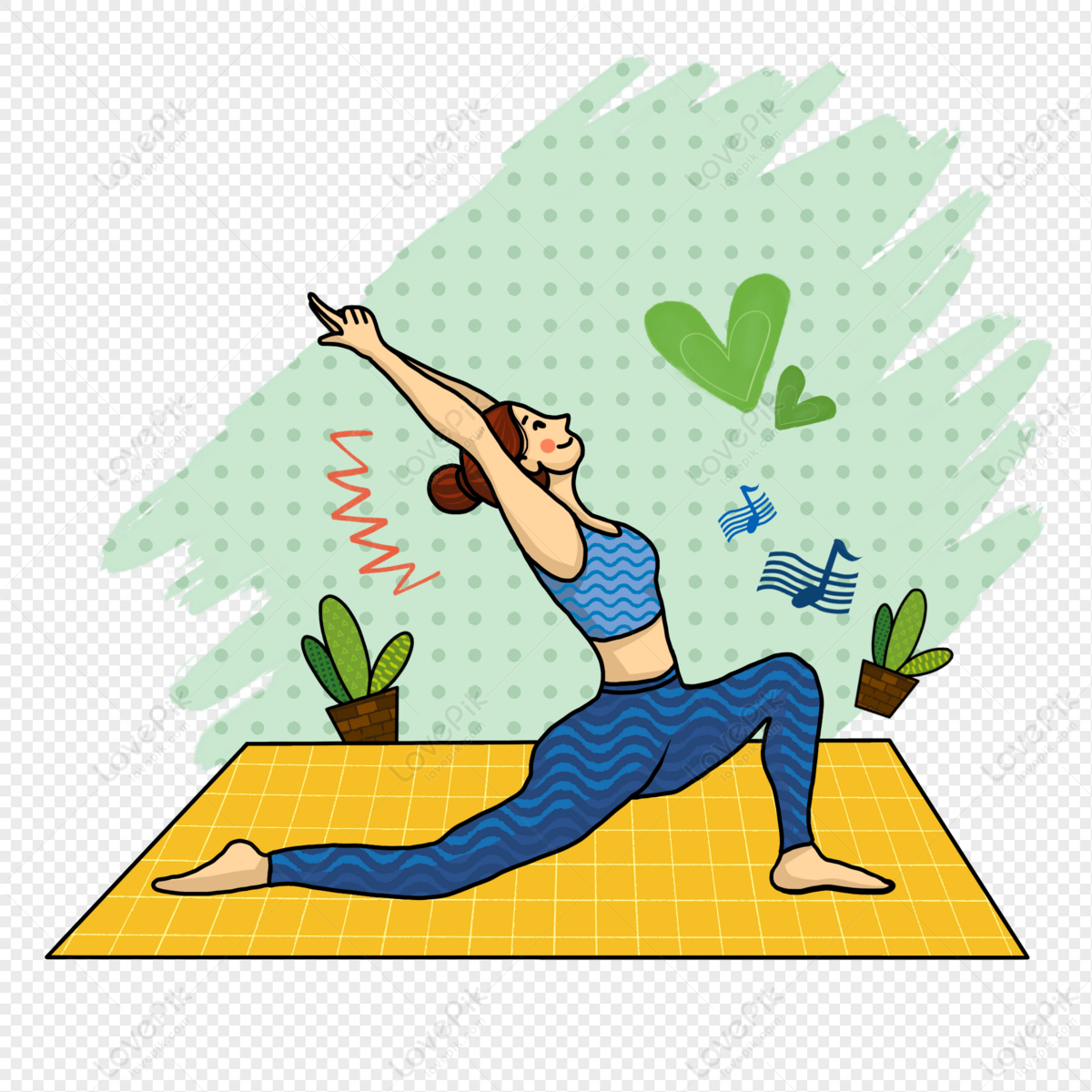 Yoga Cartoon Illustration Free PNG And Clipart Image For Free Download -  Lovepik | 401337799