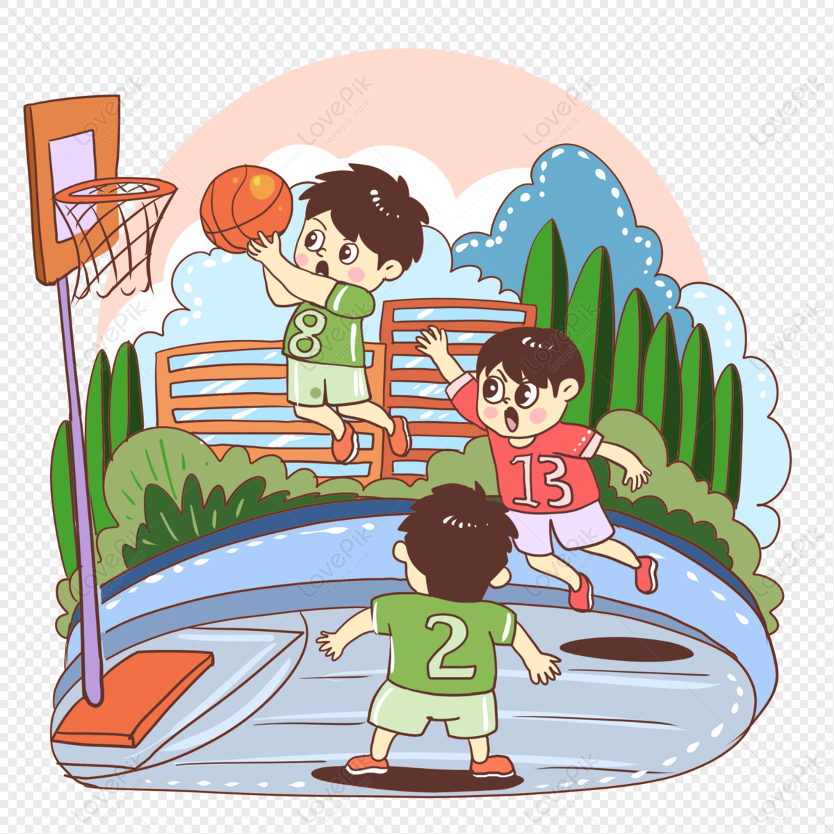 Batang Lalaki Na Naglalaro Ng Basketball Larawannumero Ng Graphics