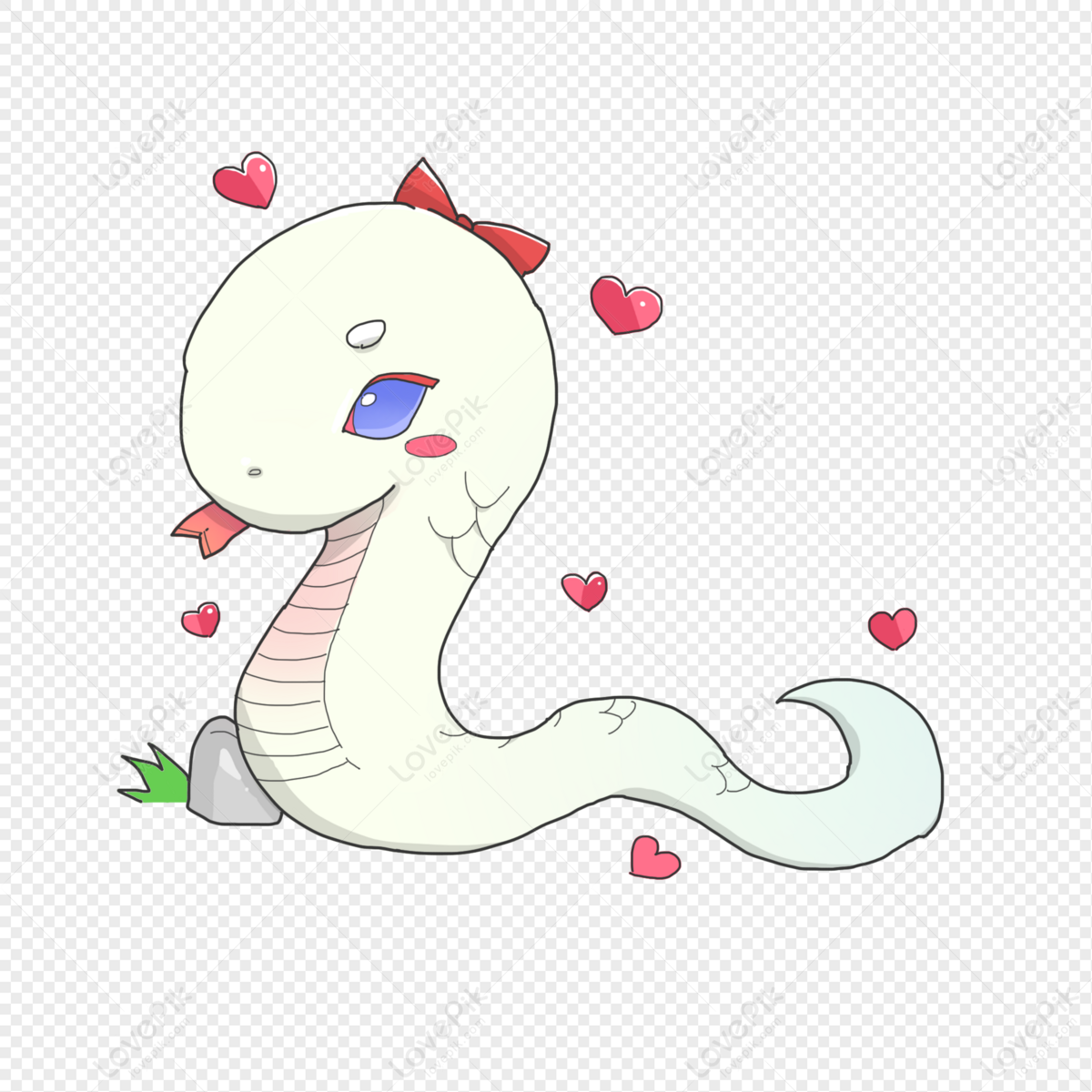 Cartoon Little White Snake, Little Snake, Zodiac, White Snake PNG Image