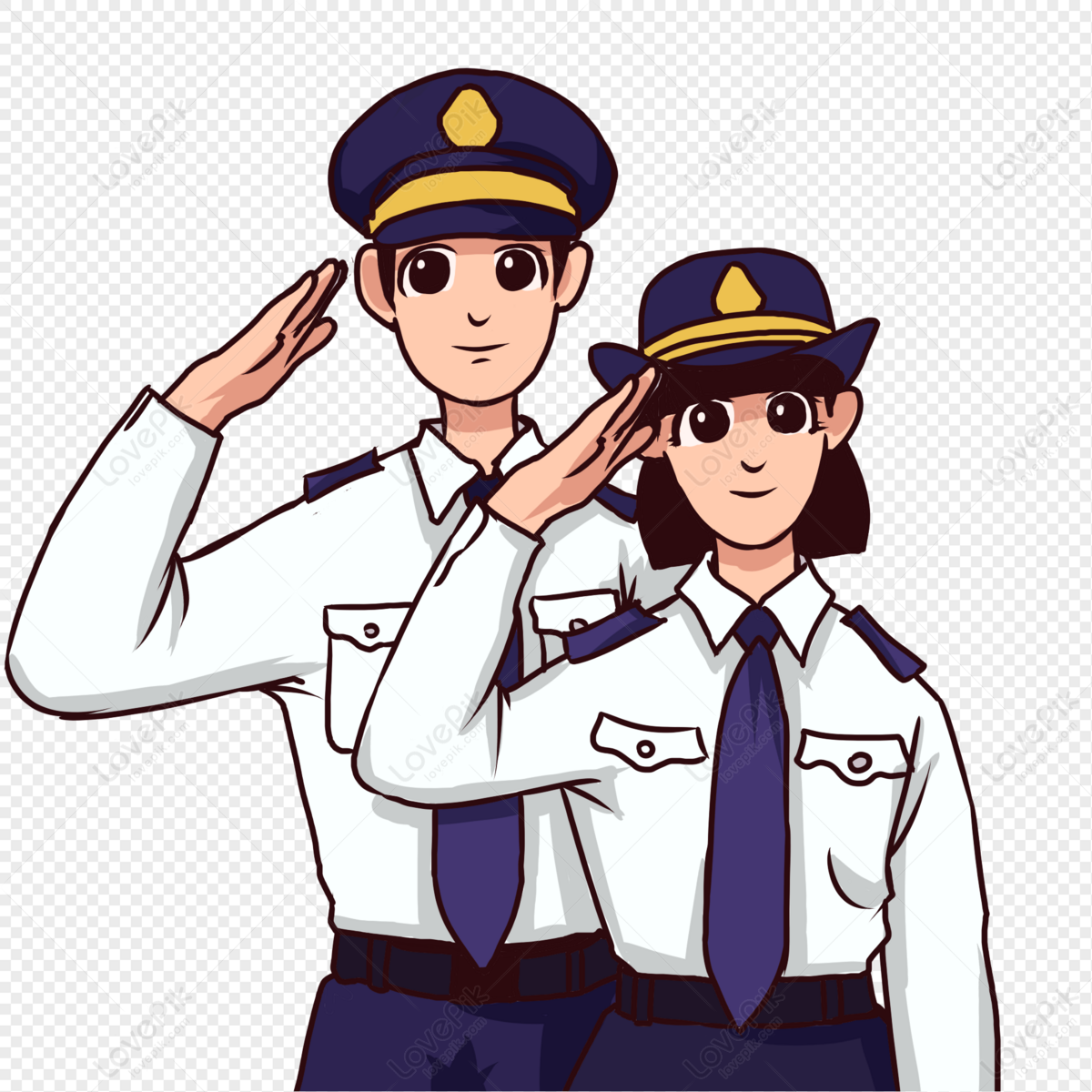 Cartoon Salute Men And Women Police Image PNG Picture And Clipart Image For  Free Download - Lovepik | 401451825