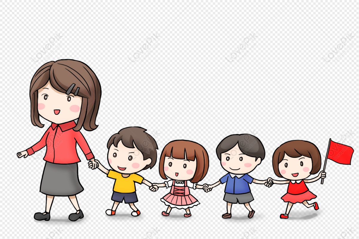 Cartoon Teacher With Students PNG Transparent And Clipart Image For Free  Download - Lovepik | 401396376