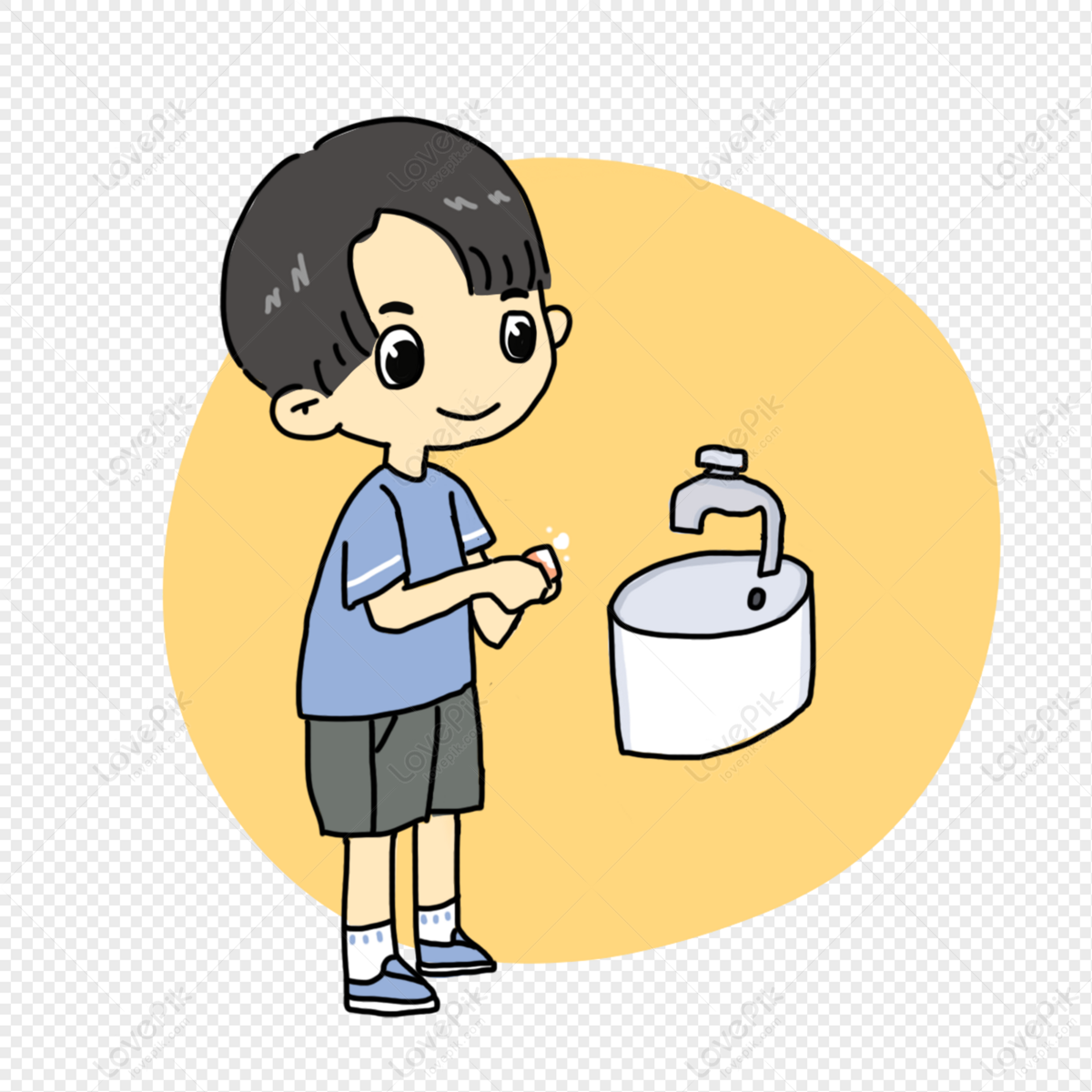 Child Education Life Hygiene Cartoon Hand Washing Student Charac PNG White  Transparent And Clipart Image For Free Download - Lovepik | 401430192