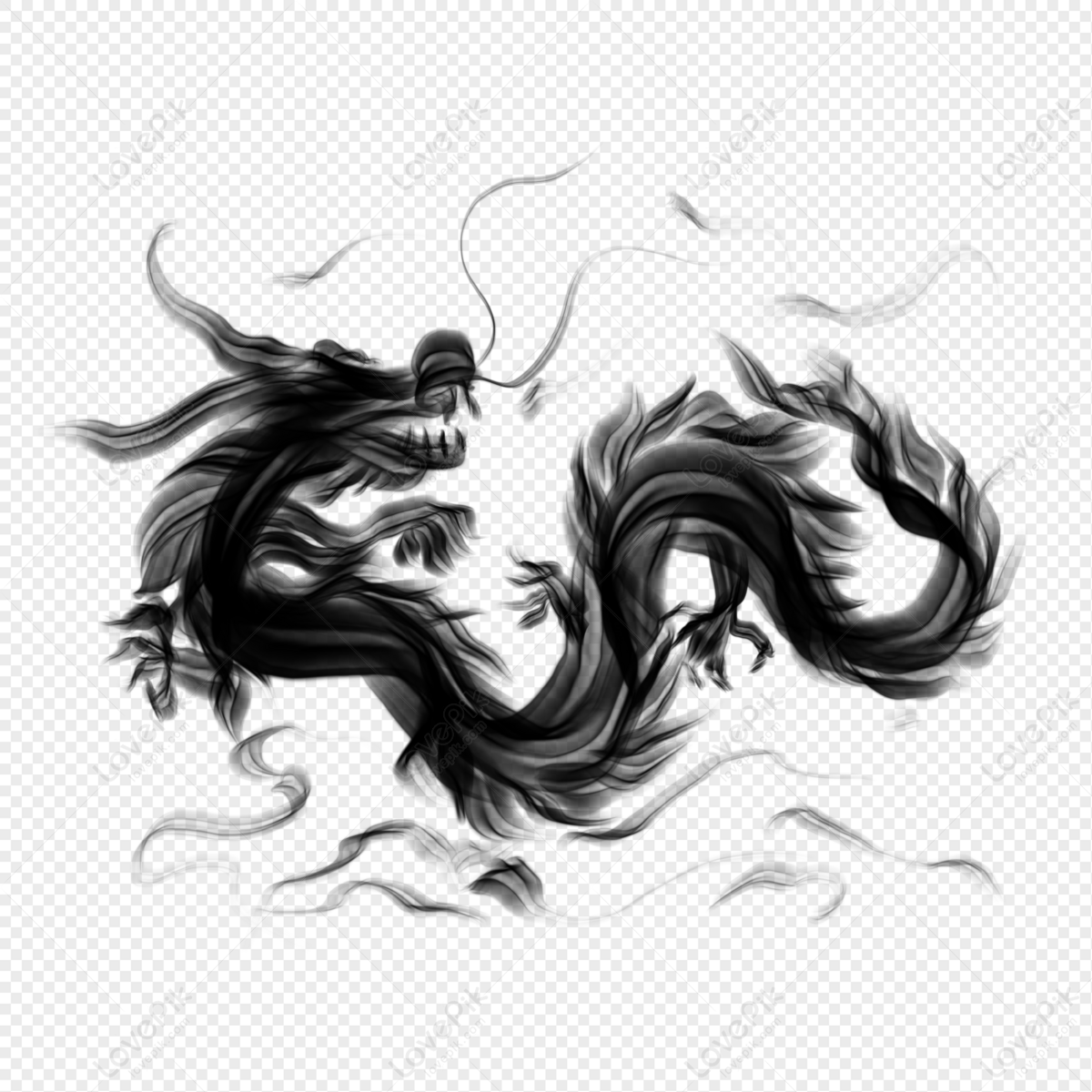 Rồng mực đen: Be mesmerized by the striking contrast of our black ink dragon image. The powerful yet graceful creature is sure to leave a lasting impression.