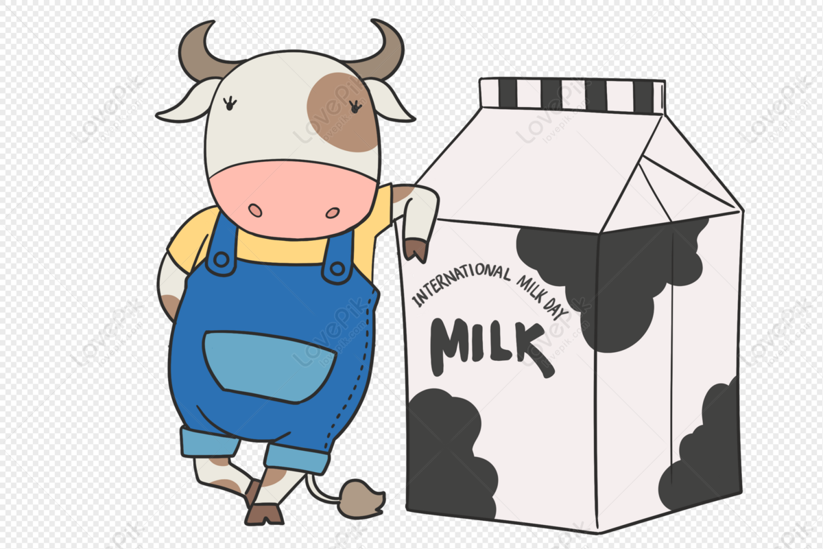 Hand-painted Boxed Milk, Paint, Milk White, Cartoon Milk PNG ...