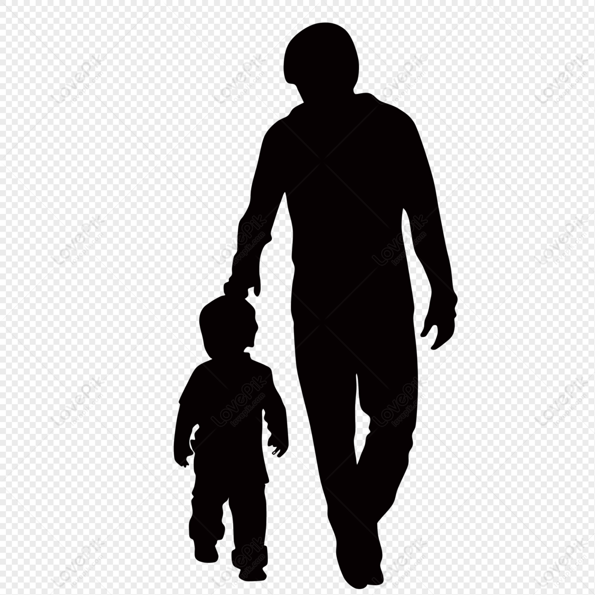 Father and son silhouette, dad and son silhouette, child, fathers love png white transparent