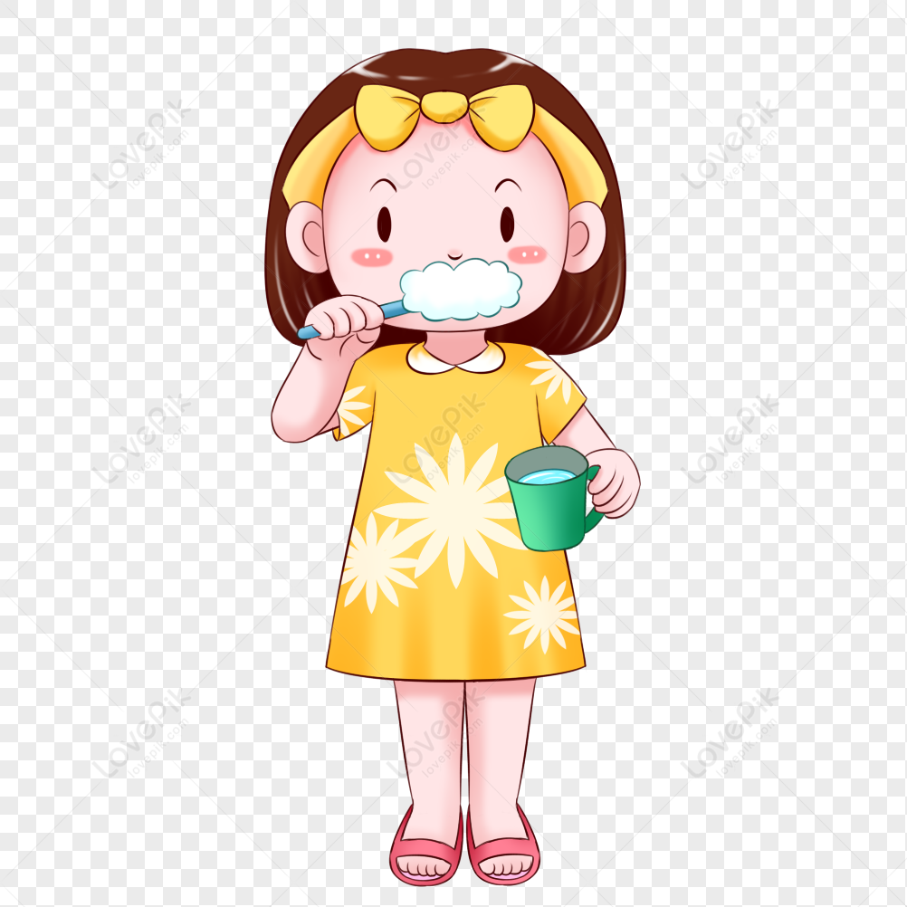 Girl Brushing Teeth PNG Images With Transparent Background | Free Download  On Lovepik