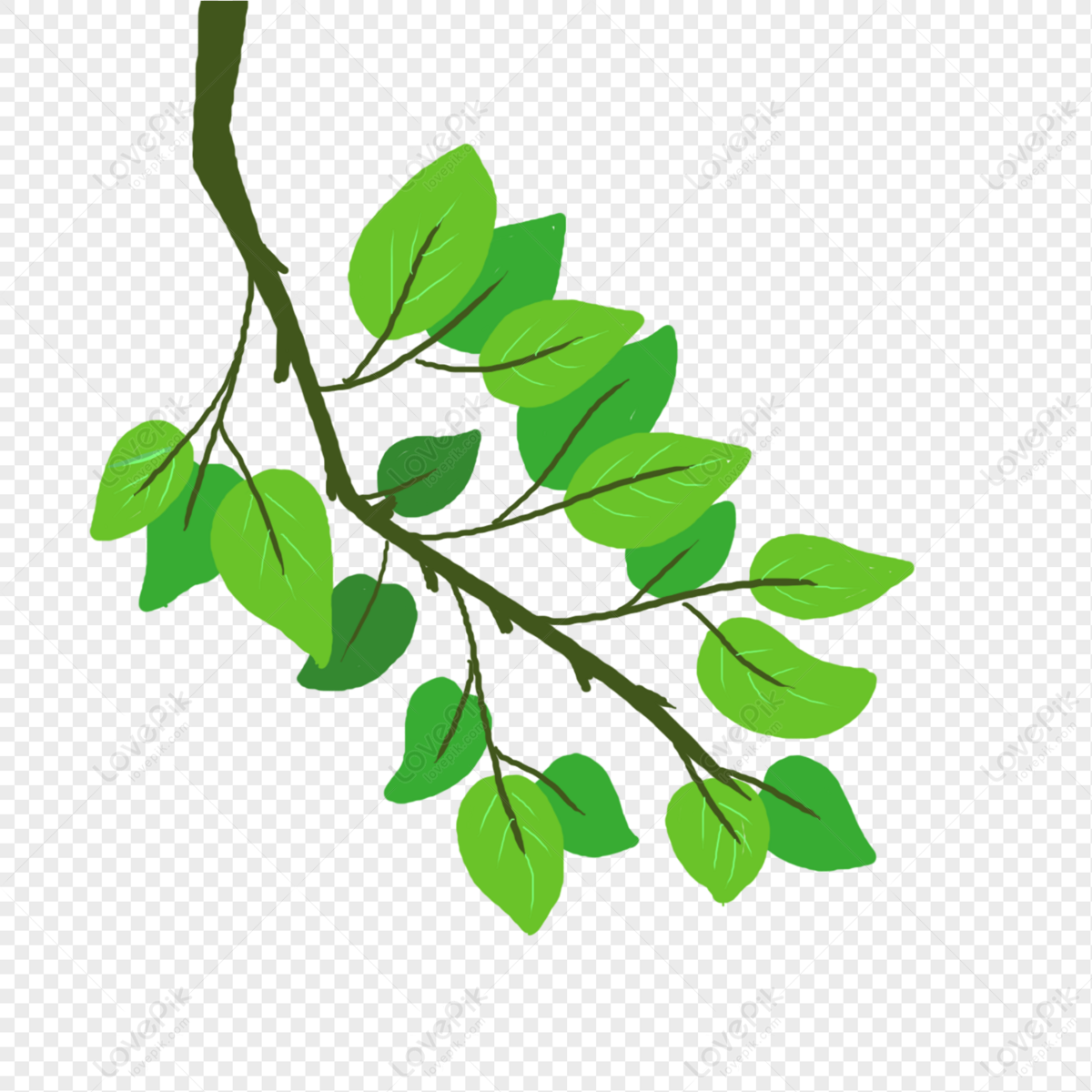 Green Cartoon Twig Leaves Free PNG And Clipart Image For Free Download -  Lovepik | 401456079