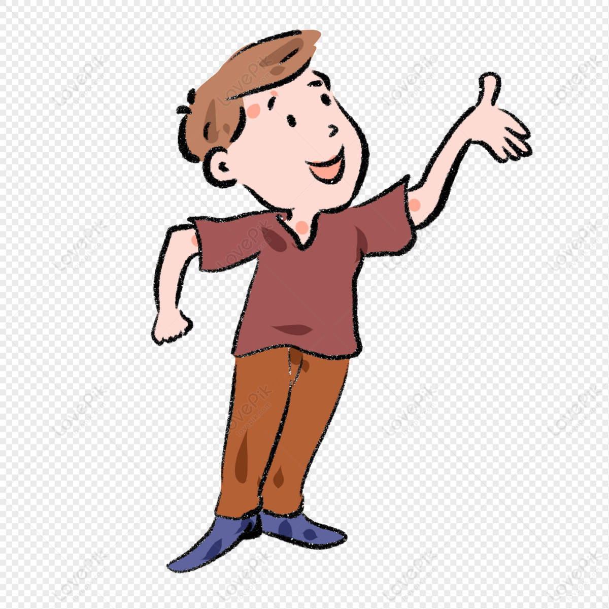 Hand Drawn Cartoon Boys Welcome Gesture Comics PNG Image Free Download And  Clipart Image For Free Download - Lovepik | 401435501