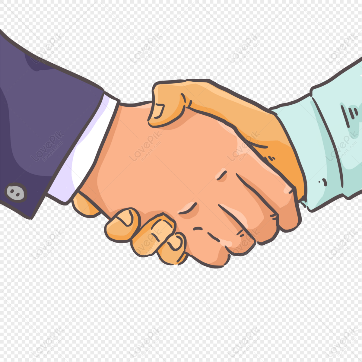 Hand Drawn Cartoon Business People Shaking Hands PNG Image Free Download  And Clipart Image For Free Download - Lovepik | 401514201