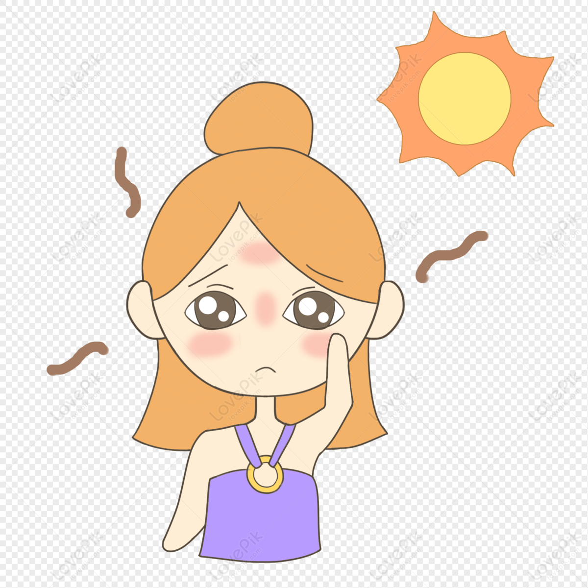 Hand Drawn Cartoon Sunburned Girl PNG Transparent And Clipart Image For  Free Download - Lovepik | 401392626
