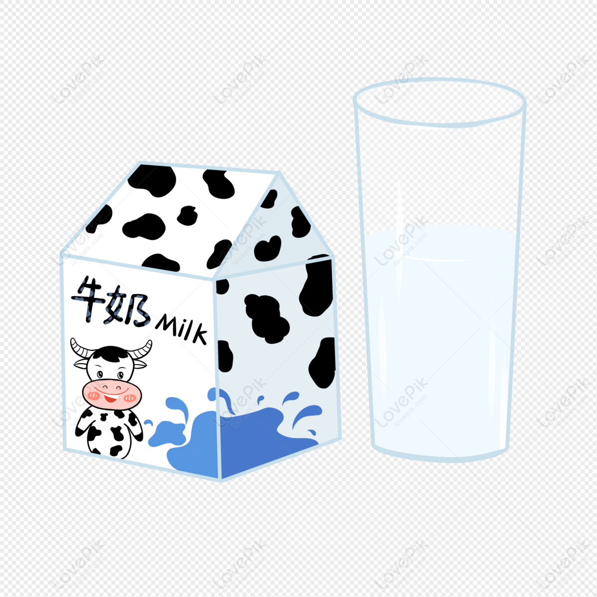 Hình ảnh Hộp Sữa Vẽ Tay Một Ly Sữa PNG Miễn Phí Tải Về - Lovepik