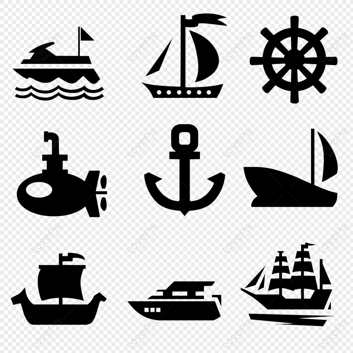 Sailing yacht submarine rudder anchor, black and white, vehicle, boat anchor png free download
