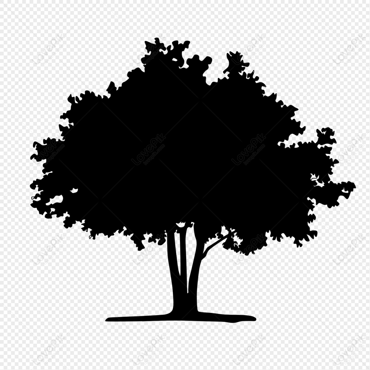 Tree silhouette, tree, black and white, natural png picture
