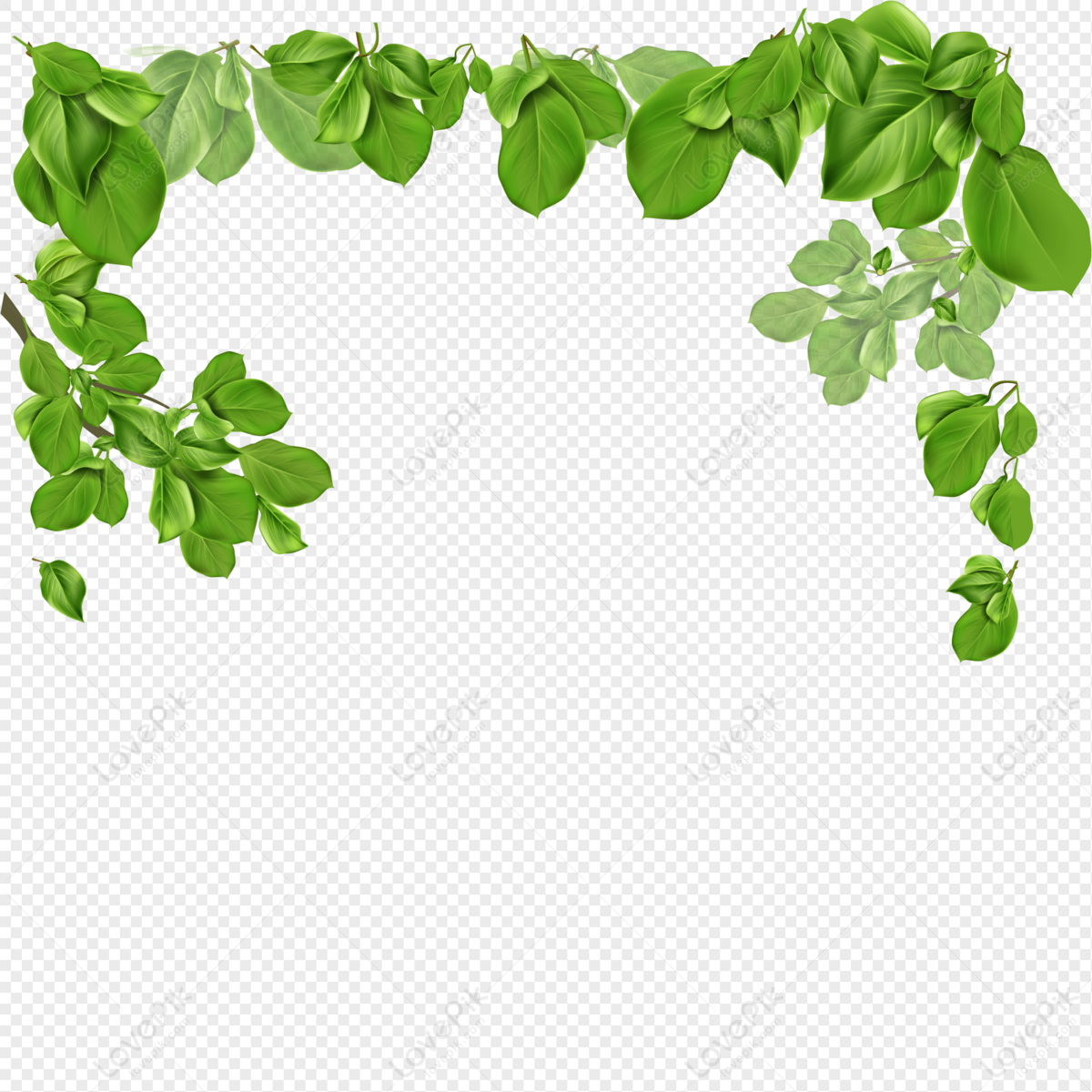 Vector green leaves border, vector leaf, border, vector green leaf png transparent image