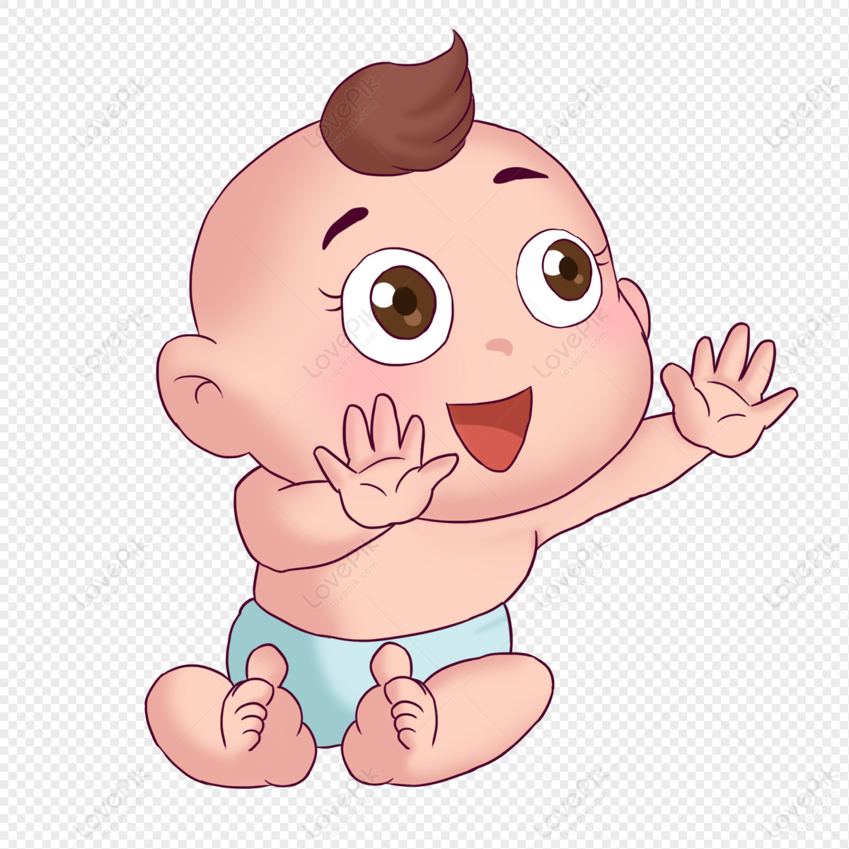 การ์ตูนเด็กทารกมีความสุขเอื้อมมือออก Png สำหรับการดาวน์โหลดฟรี - Lovepik