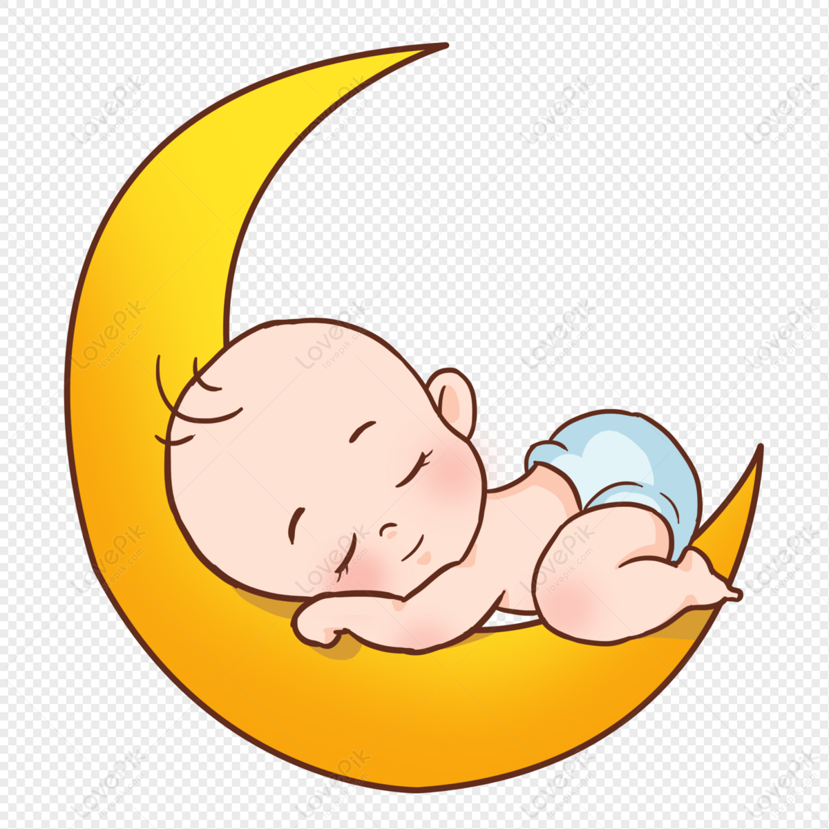 Cartoon baby sleeping moon, child, cartoon sleeping, sleep png hd transparent image