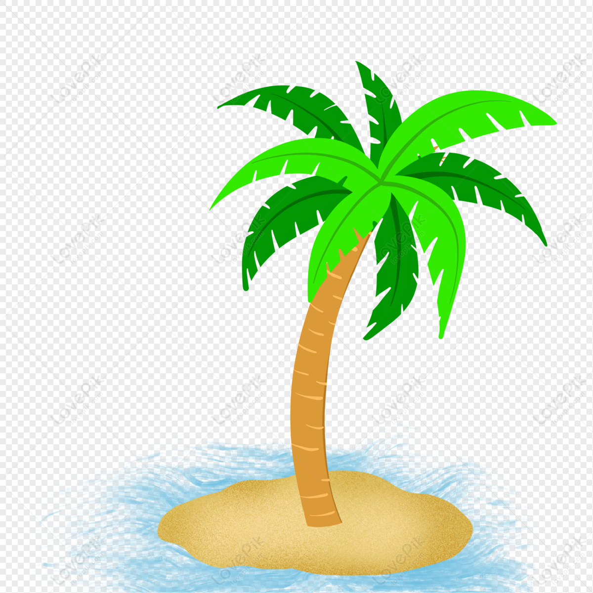 Cartoon Green Coconut Tree Illustration Free PNG And Clipart Image For Free  Download - Lovepik | 401531609