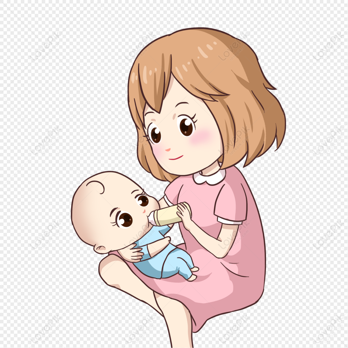 Cartoon Mother And Baby Holding Baby Feeding PNG Free Download And Clipart  Image For Free Download - Lovepik | 401565263