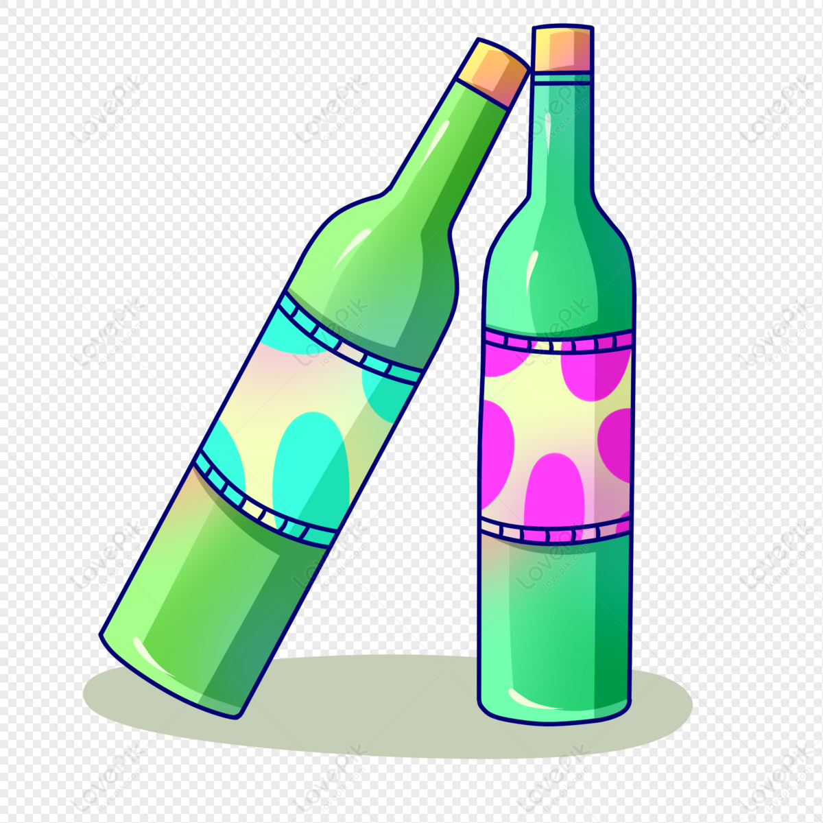 Cartoon Two Wine Bottles PNG Image And Clipart Image For Free Download -  Lovepik | 401557948