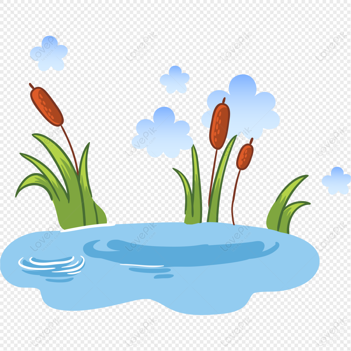 Cartoon Water Grass Pond Pattern PNG Free Download And Clipart Image For  Free Download - Lovepik | 401543023