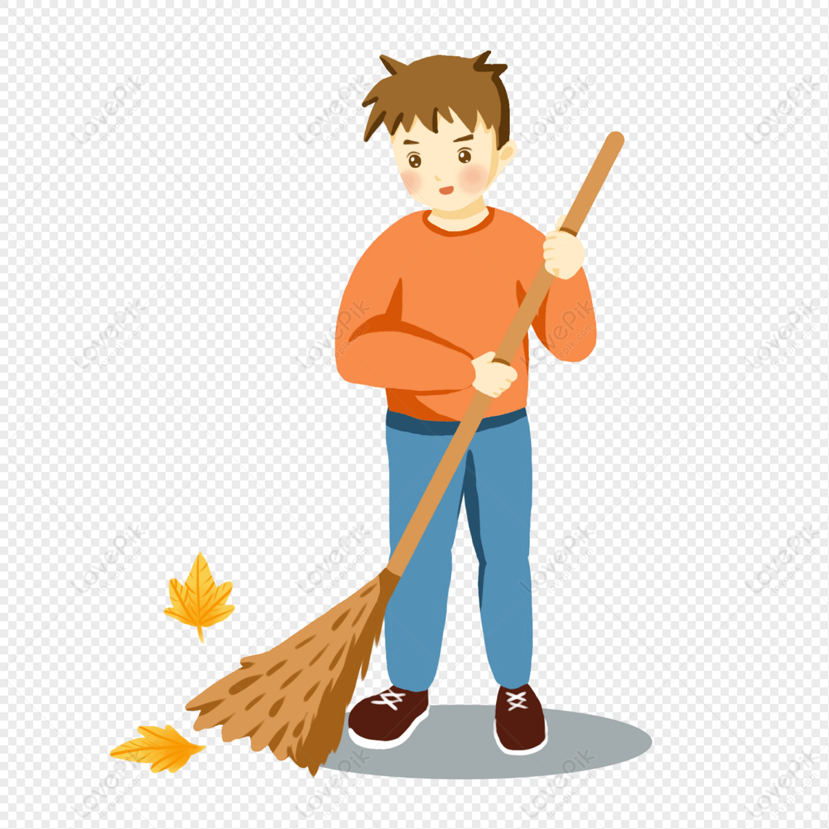boy sweeping the floor clip art