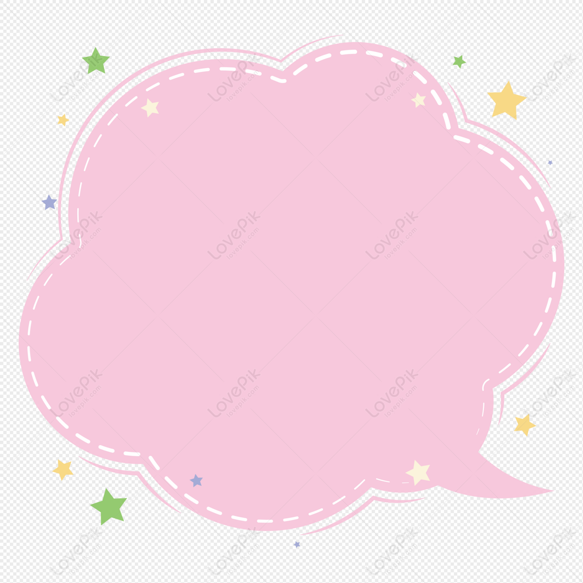 Cute pink floating five-star speech bubble, bubbles, cloud, floating png image