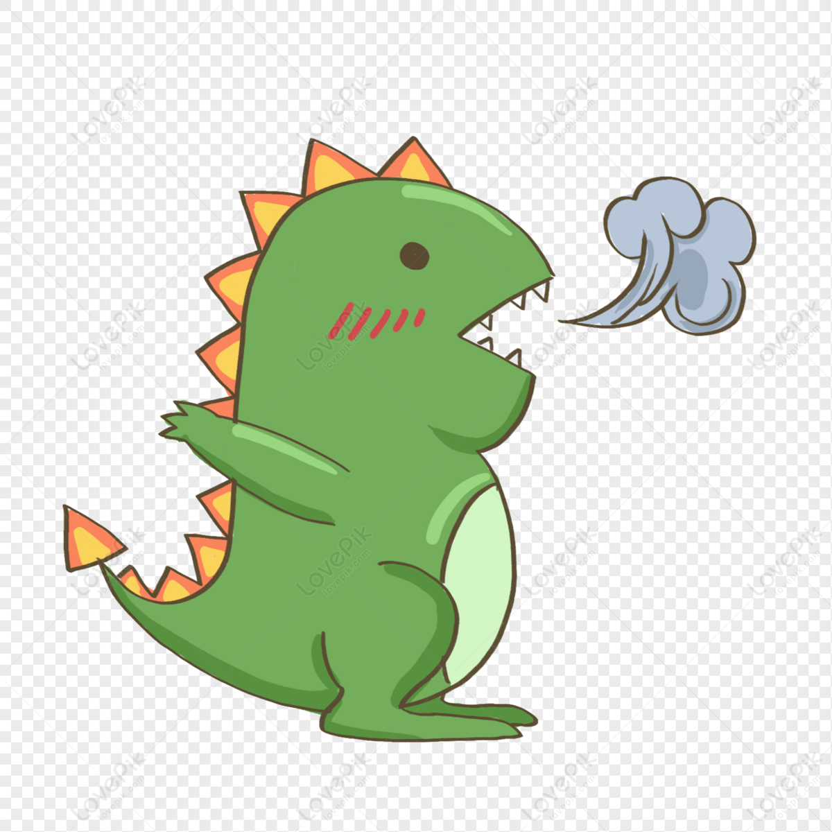 Green Cartoon Fire Breathing Dinosaur Free PNG And Clipart Image For Free  Download - Lovepik | 401555629