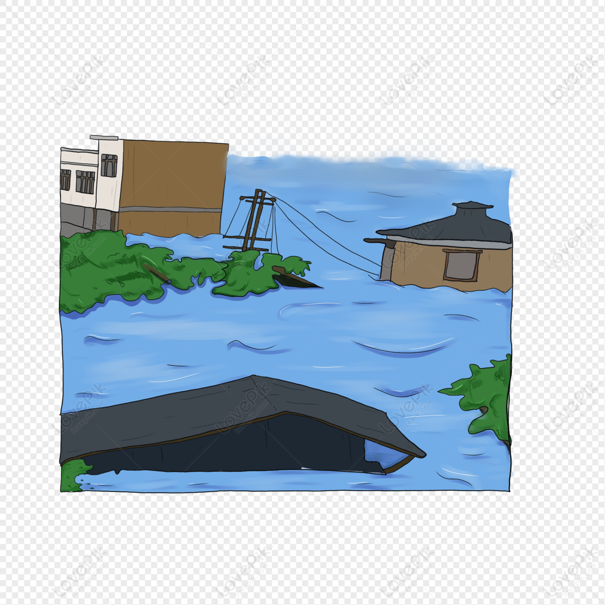 Hand Painted Cartoon Small Fresh Natural Disaster Flood Free PNG Hd  Transparent Image And Clipart Image For Free Download - Lovepik | 401557354