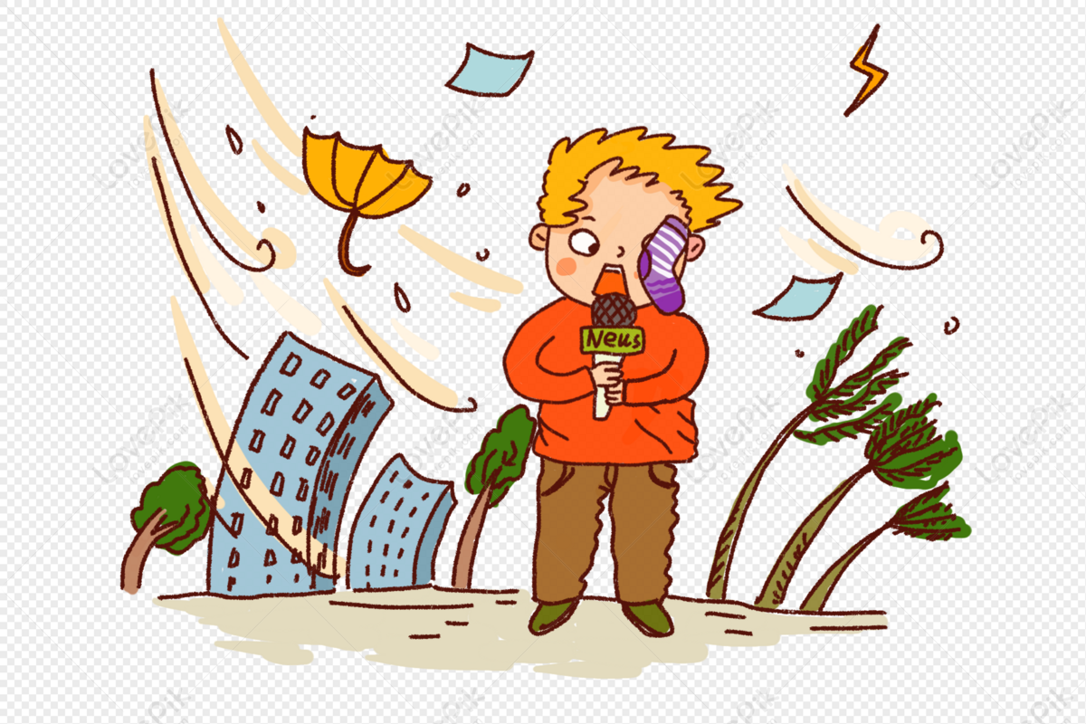 Reporter In The Typhoon PNG Transparent And Clipart Image For Free Download  - Lovepik | 401602746