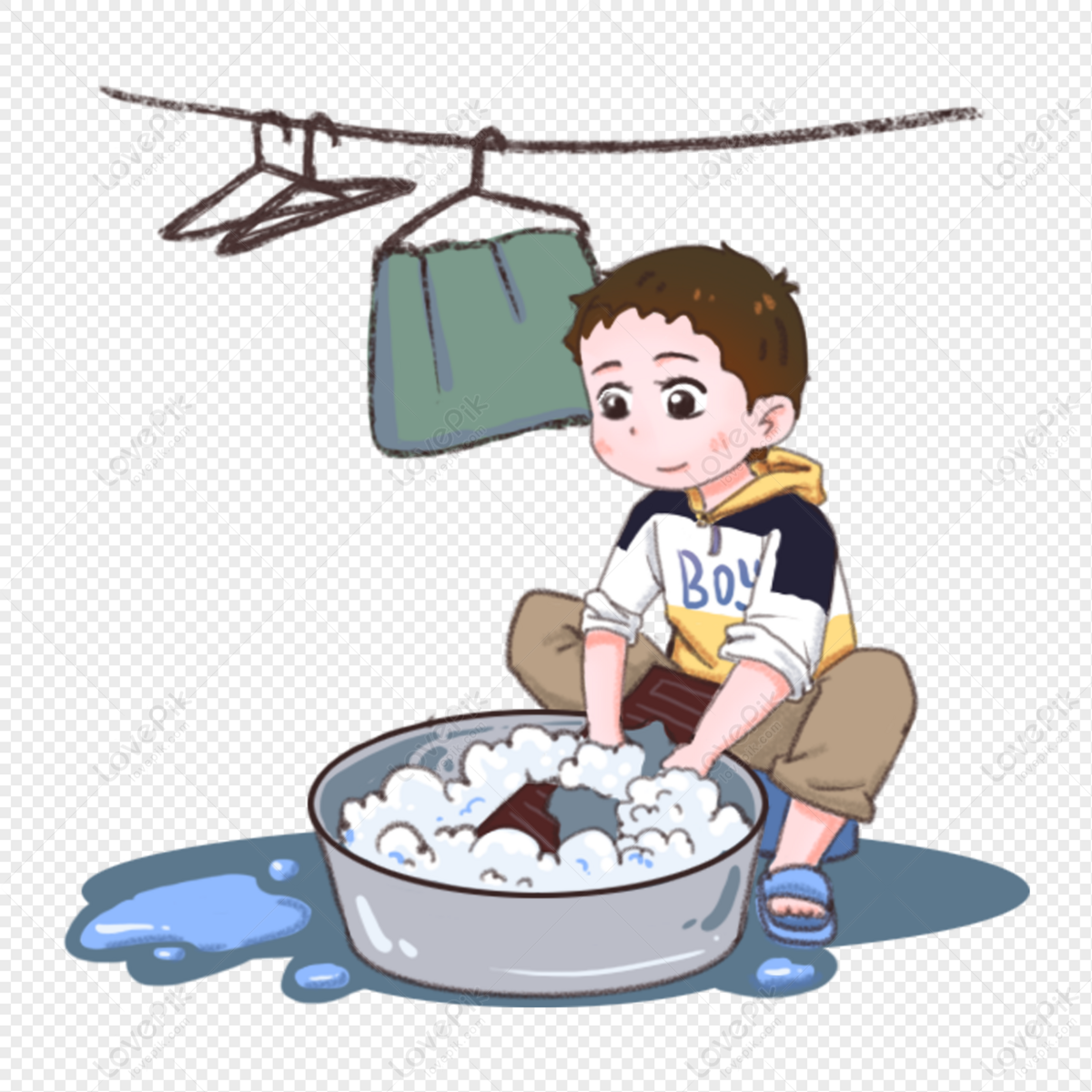 Boy Washing Clothes PNG Picture And Clipart Image For Free Download -  Lovepik | 401727645