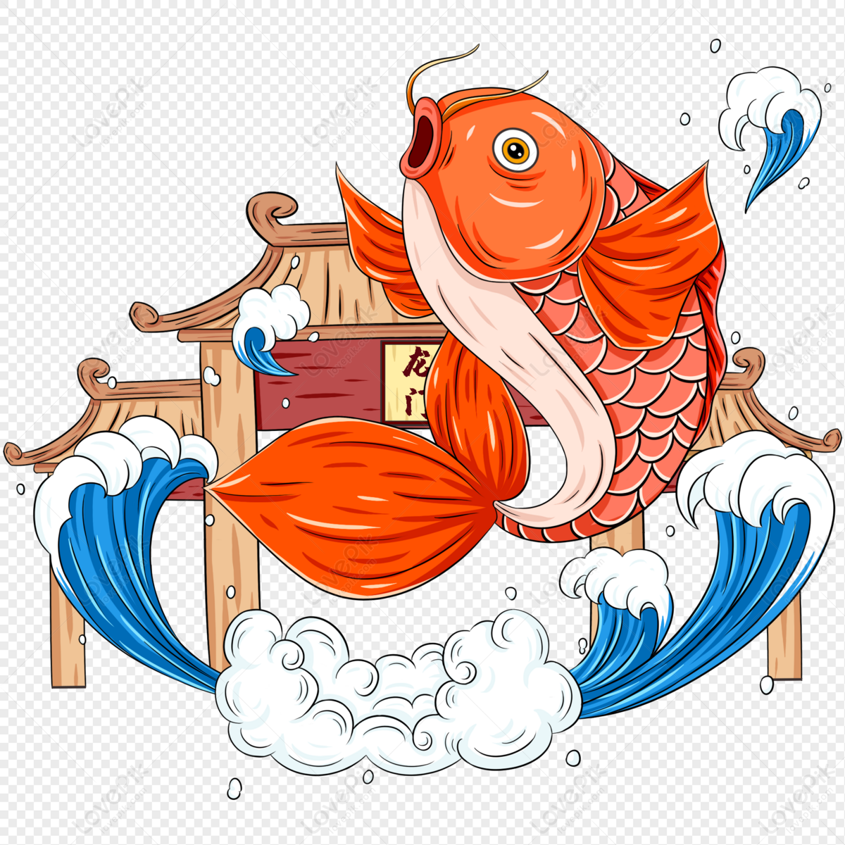 鯉魚躍龍門PSD圖案素材免費下載，可愛卡通圖片，尺寸2000 × 2000px ...