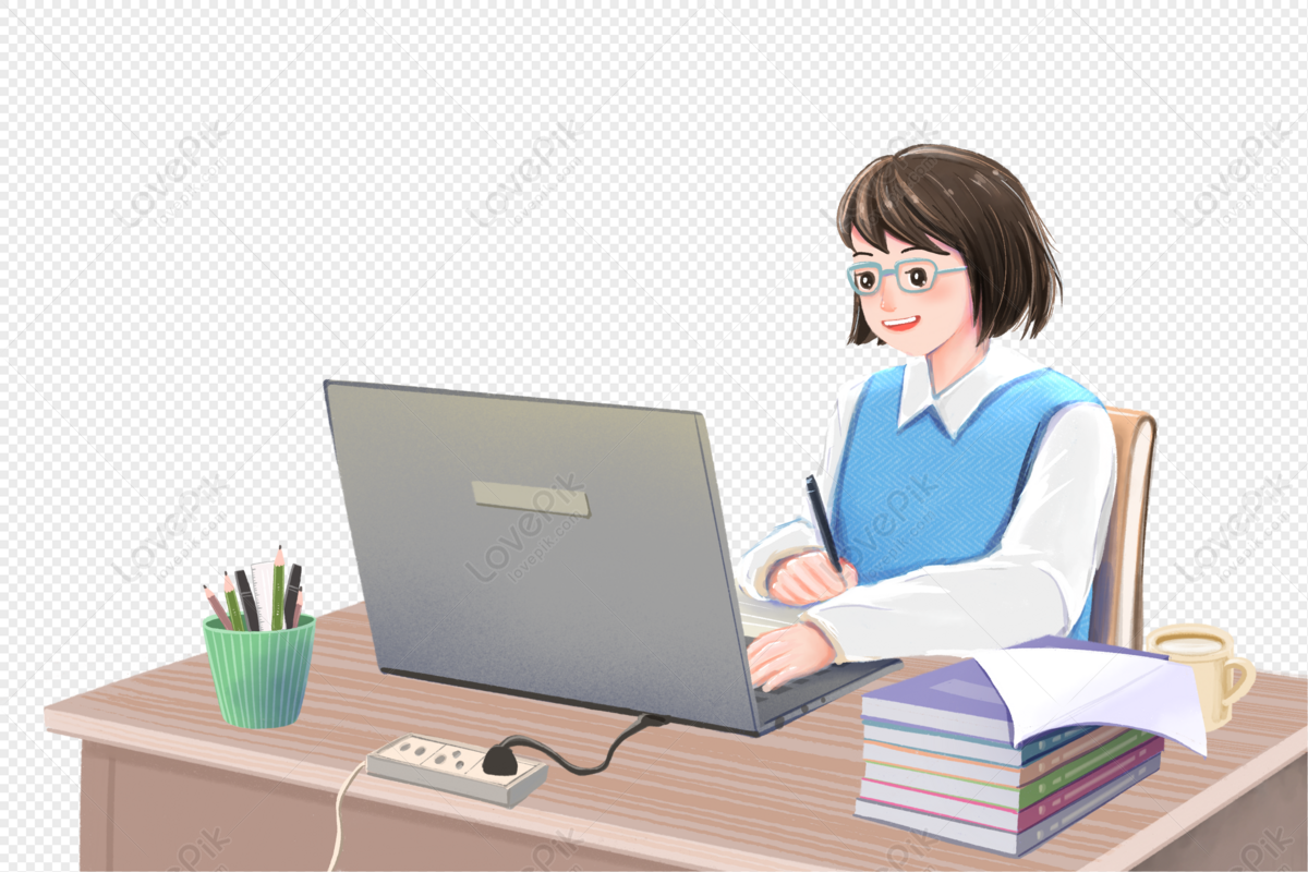 Computer online distance learning, home office, online, study png white transparent