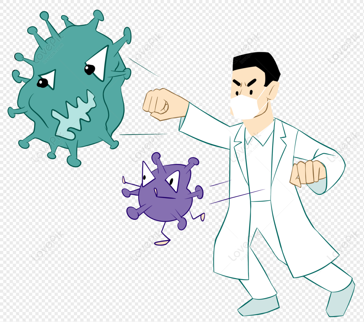 Микробы и врачи. Против вируса. Врач против бактерий.