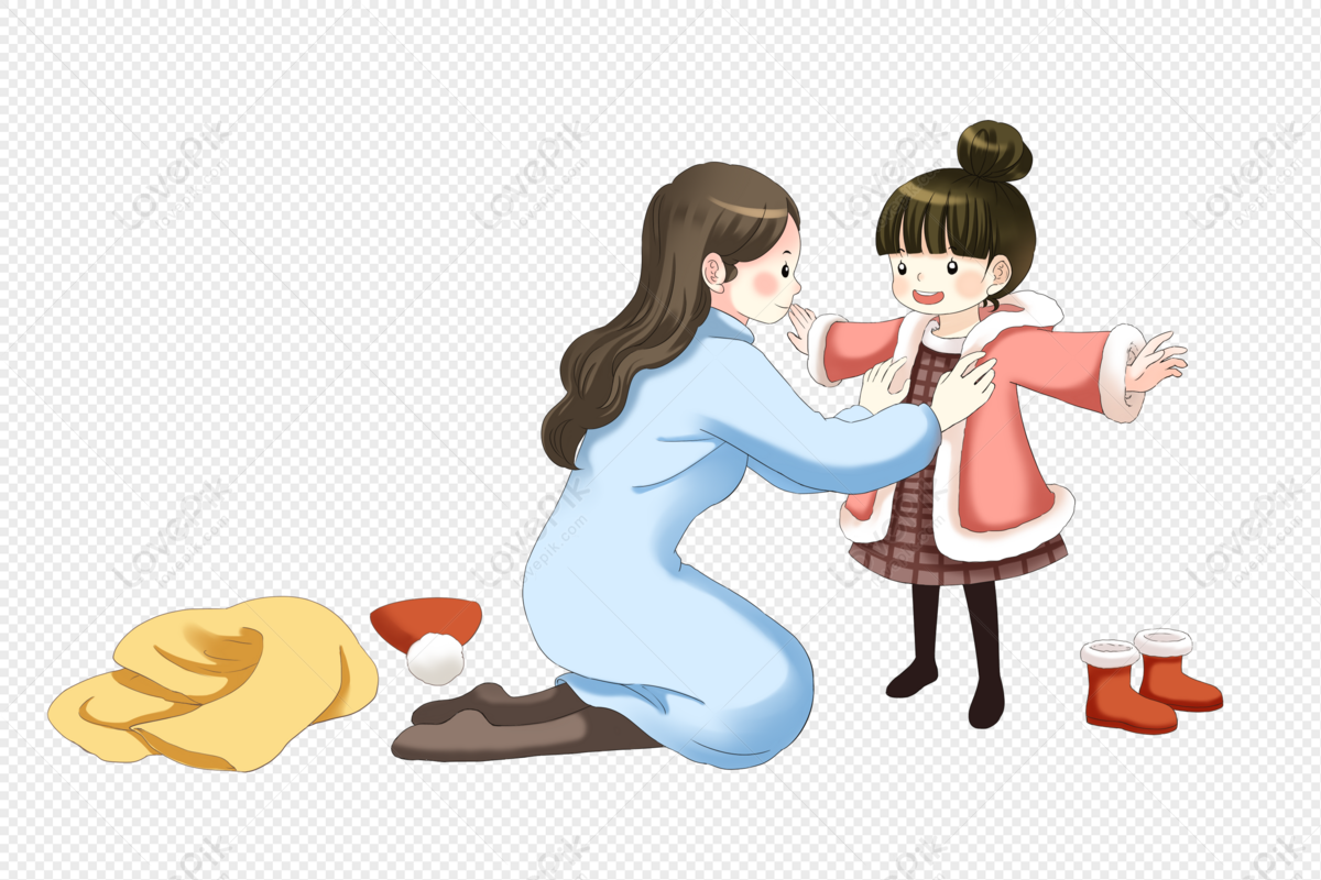 Mother Helping Children To Wear Clothes In Winter PNG Image Free Download  And Clipart Image For Free Download - Lovepik | 401652811