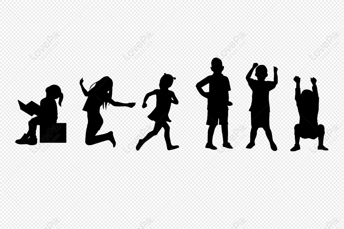 Play reading children silhouettes, children playing, 61, children png white transparent