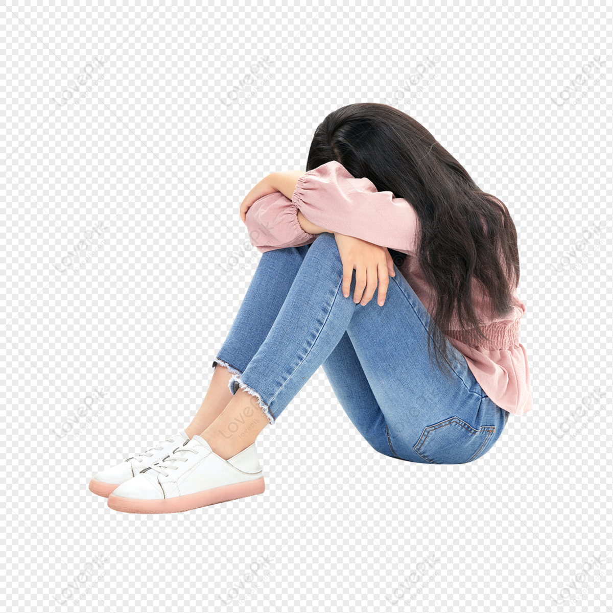 Sad Girl Sitting On The Ground PNG Image And Clipart Image For ...