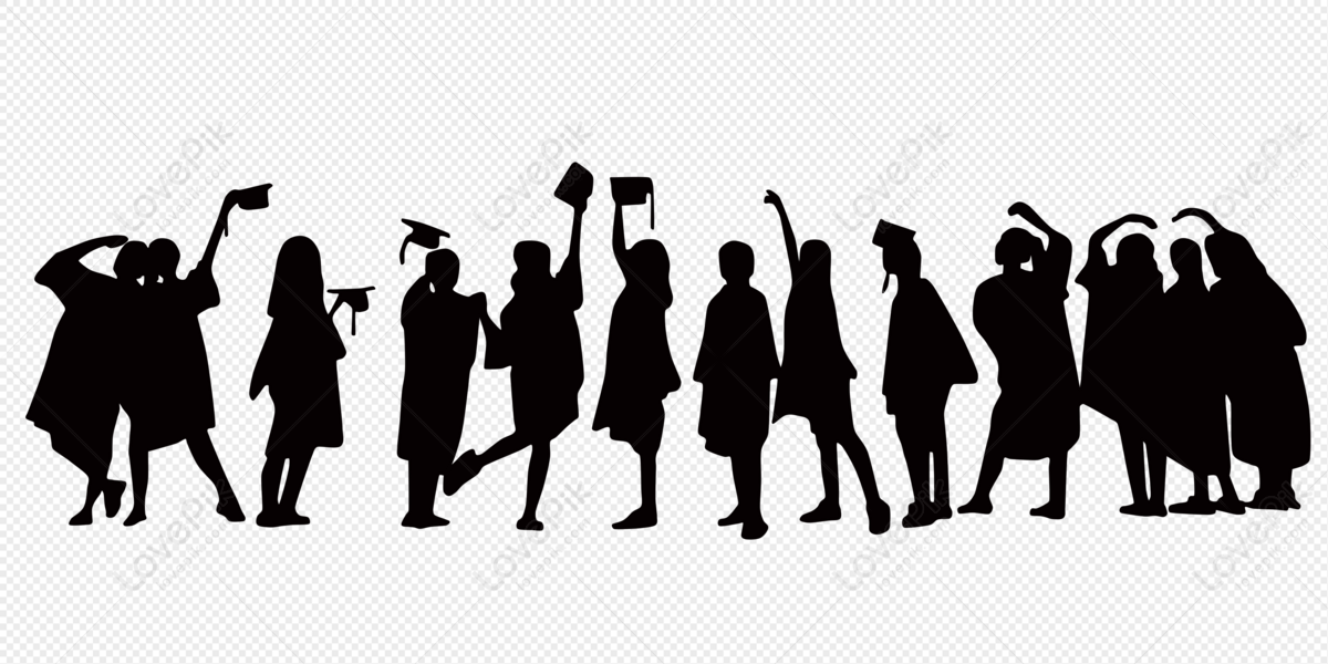 Student graduation photo group silhouette, student, graduation silhouette, graduation photo png image