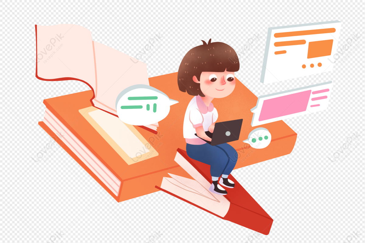 Summer vacation online learning, student, online learning, book png picture