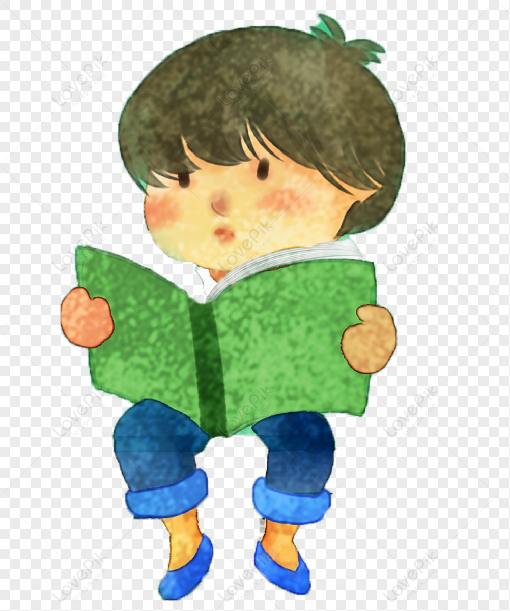 criança lendo um livro clipart