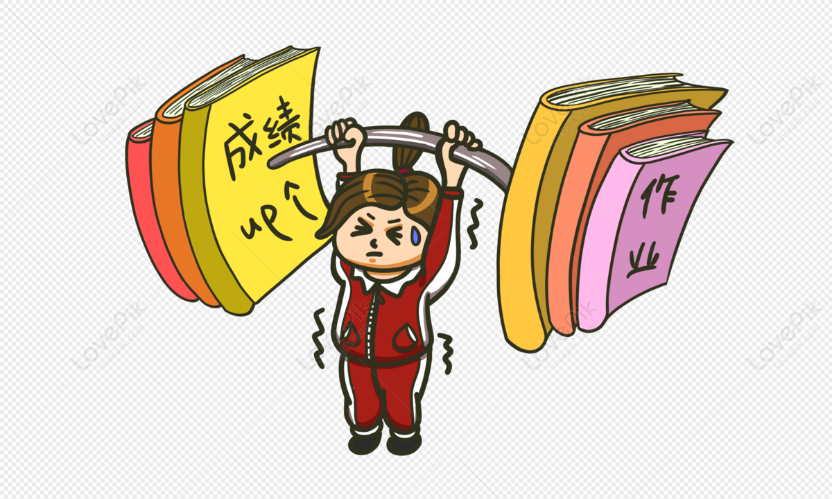 weightlifting student figures, girl holding, cartoon holding, cartoon girl png image free download