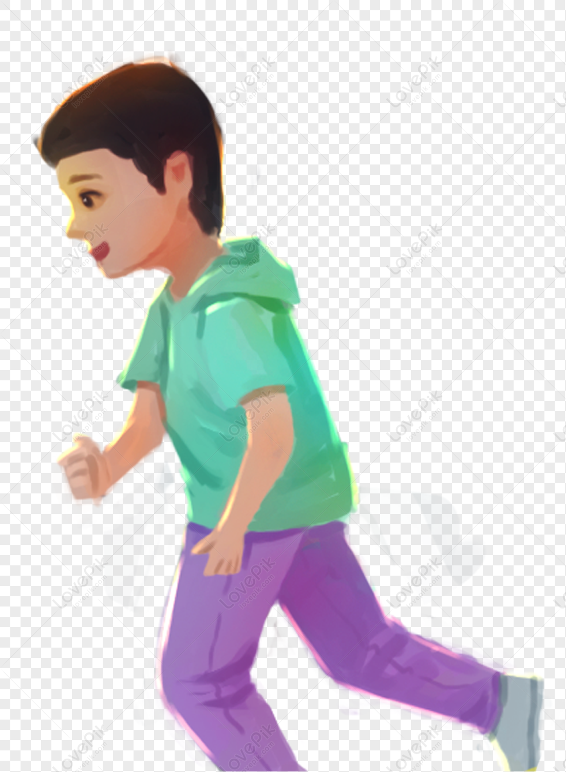 A Running Boy, Boy Cartoon, Light Purple, Cartoon Running Free PNG And ...