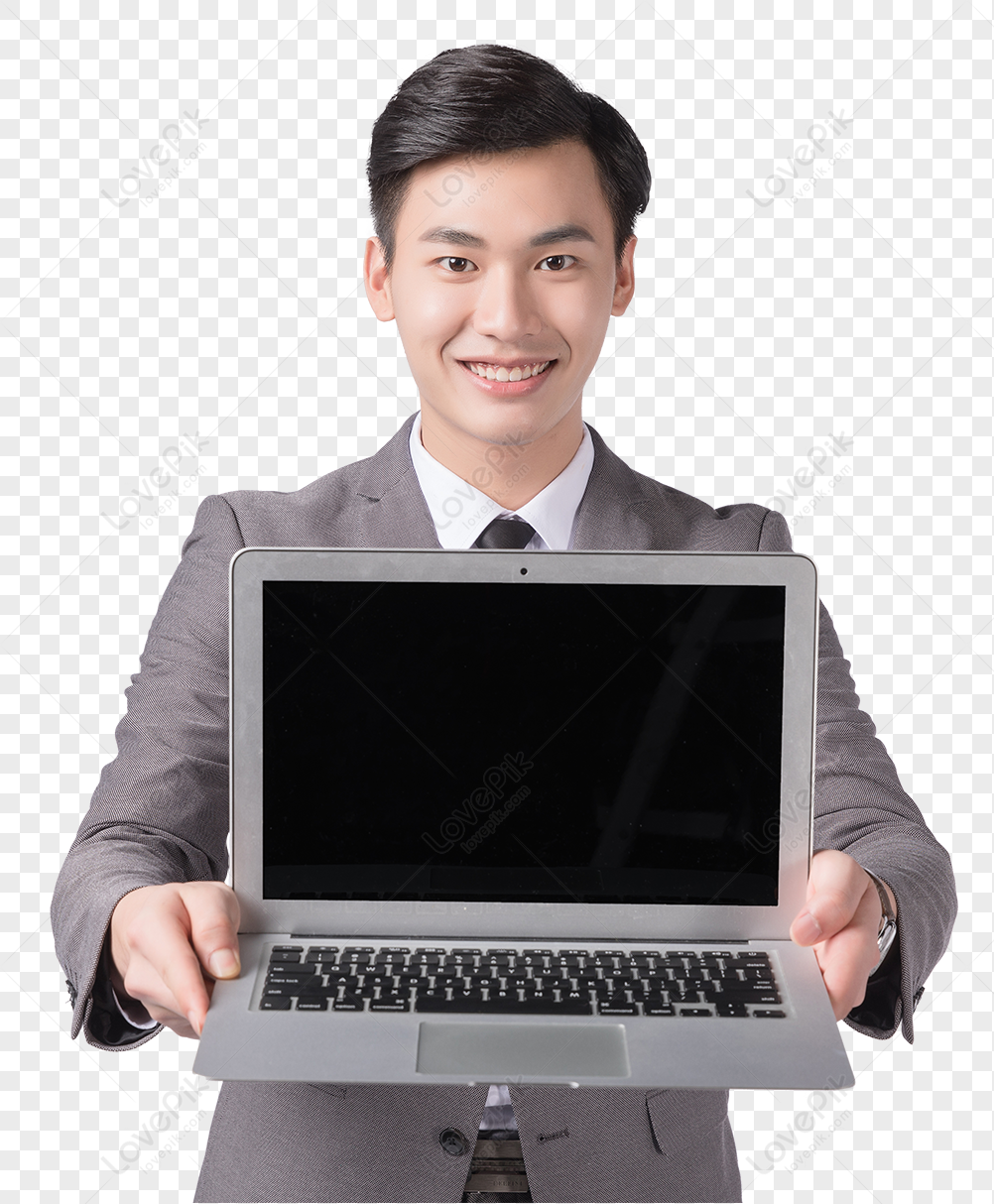 Gambar Orang Orang Bisnis Memegang Laptop Di Tangan Png Unduh Gratis