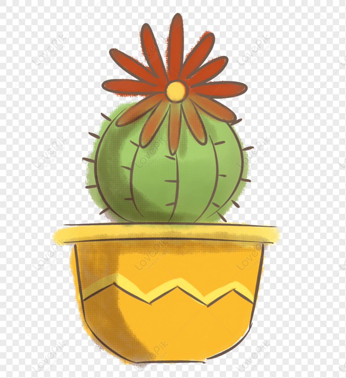 Cacto De Desenhos Animados Planta Verde Em Vaso Imagem Png PNG