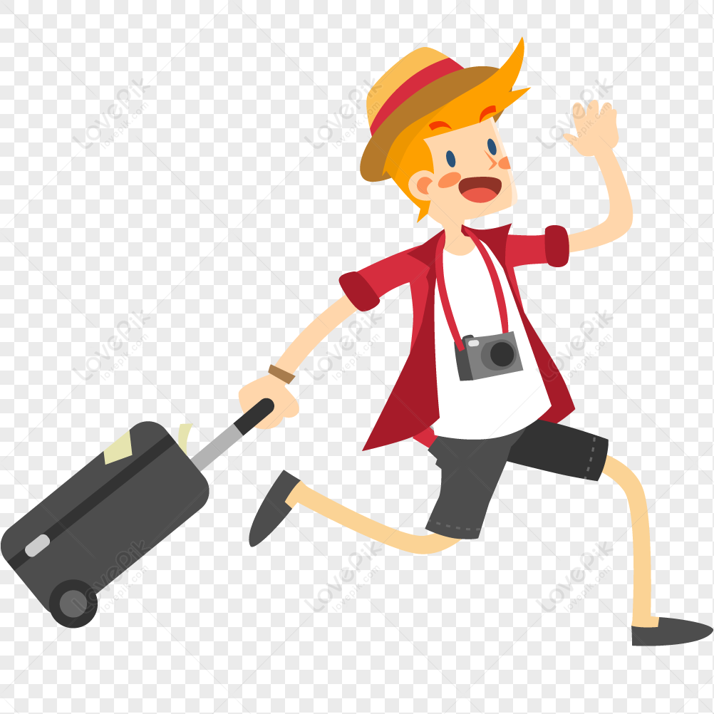 Go on a journey, character running, character travel, cartoon light png transparent background