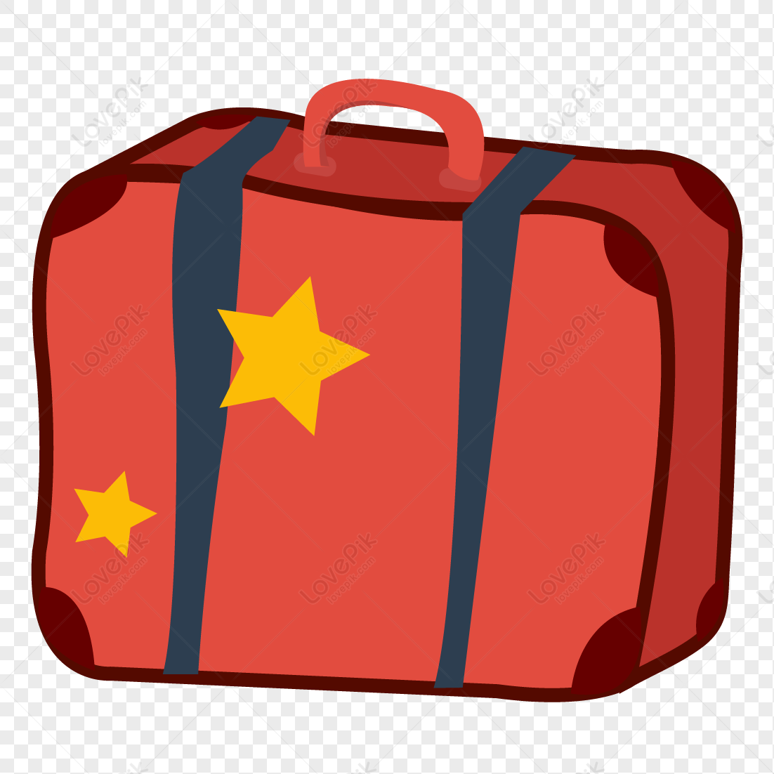 Luggage bag, chinese painting, cartoon luggage, dark red free png