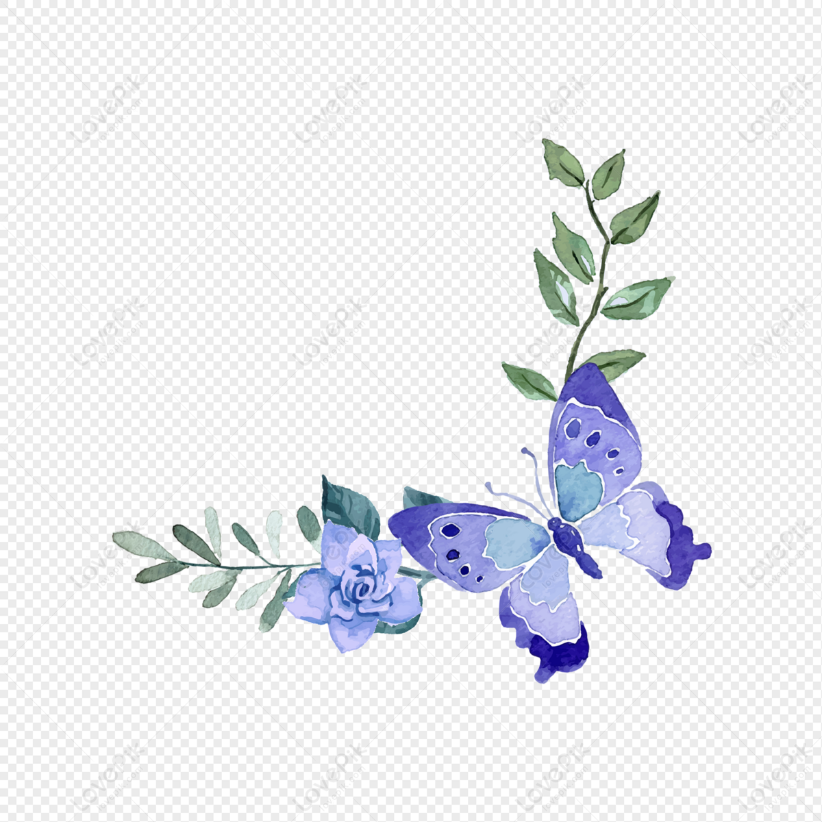 Plant And Flower Elements, Blue Vector, Dark Violet, Blue Dark PNG Free ...