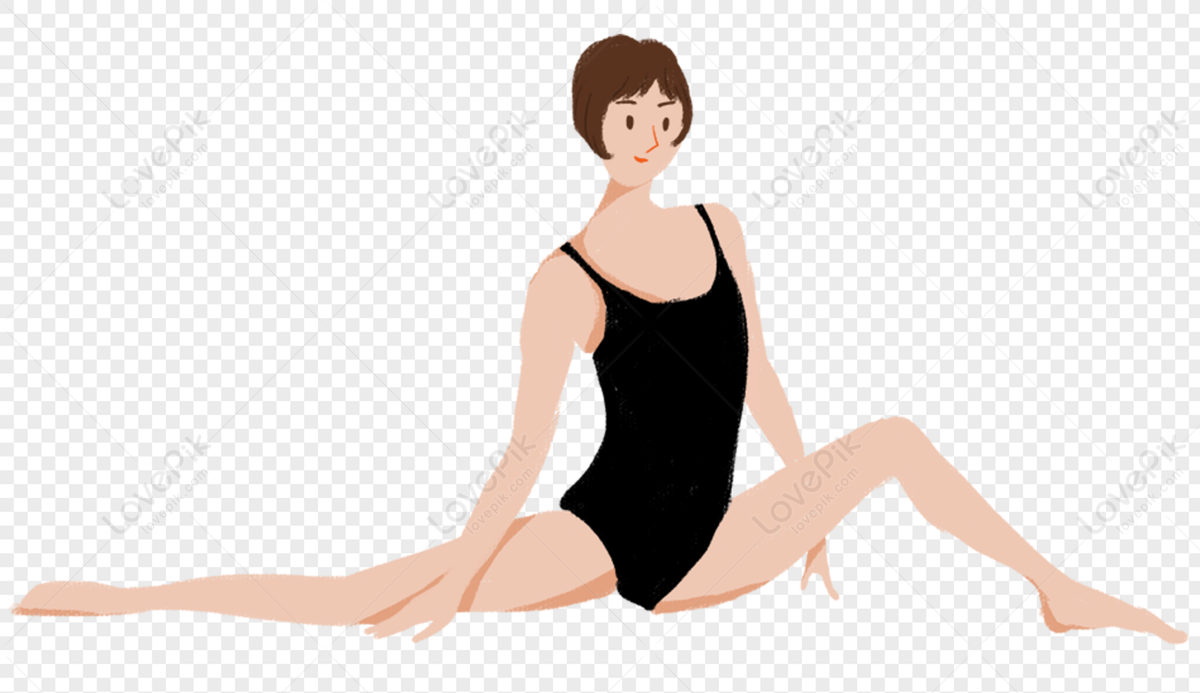 A Yogi, Black Simple, Doing Stretching, Animated Gifs PNG Image